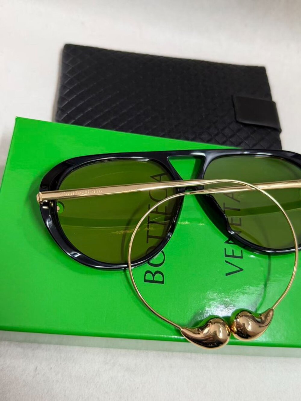 BOTTEGA VENETA Sunglasses BV1273 Black Gold Frame Yellow Lensd - Picture 8 of 9